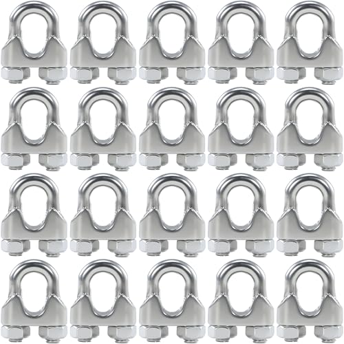 20PCS 1/8 Inches M3 Stainless Steel Wire Rope Cable Clip Clamp - size: M3 Clips-20PCS