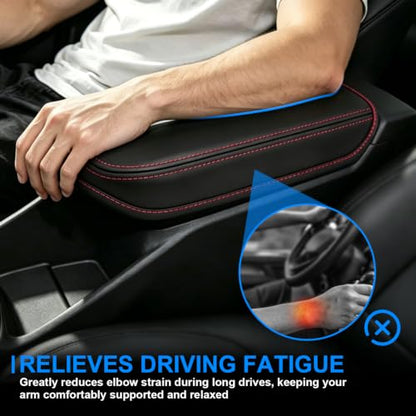 Console Cover for 2024 2025 2026 Chevrolet Trax (LS/1RS/LT/2RS/ACTIV) Leather Center ArmRest Box Cover Pad 2024 2025 2026 Chevy Trax Accessories Protector Cushion (Red Stitches) - color: red