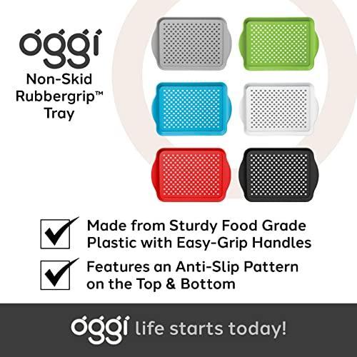 OGGI Anti Slip Serving Tray with Handles- White Rectangle Server - Ideal for Eating, Breakfast Tray, Food Tray, Appetizer, Serving - color: White, size: 17.3" x 11.5" x 1.3"