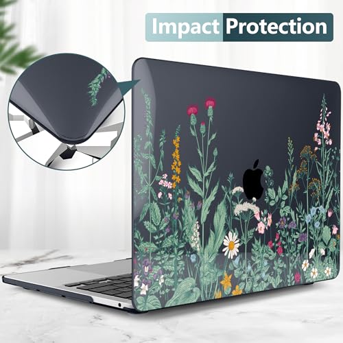 DONGKE Compatible with MacBook Pro 13 inch Case 2024 2023-2020 Release A2338 M2/M1 A2251 A2289 with Retina Display & Touch ID, Plastic Hard Shell & Keyboard Cover & Screen Film - Beautiful Wildflowers - color: Beautiful Wildflowers