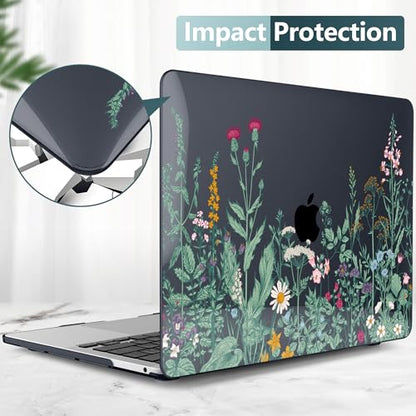 DONGKE Compatible with MacBook Pro 13 inch Case 2024 2023-2020 Release A2338 M2/M1 A2251 A2289 with Retina Display & Touch ID, Plastic Hard Shell & Keyboard Cover & Screen Film - Beautiful Wildflowers - color: Beautiful Wildflowers