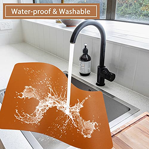 Wipeable Placemats Leather Table Mats Waterproof Heat-Resistant Easy to Clean for Dining Table Set Kitchen Table (6, Brown) - color: Brown, size: set of 6