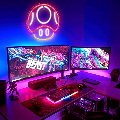 Kavaas Gaming Neon Sign, Mushroom Neon Sign for Game Room Decor, Man Cave, Kids Room - Gaming Mushroom Wall Decor - Gamer Gifts for Boys, Kids (Red) - color: Mushroom1_Red