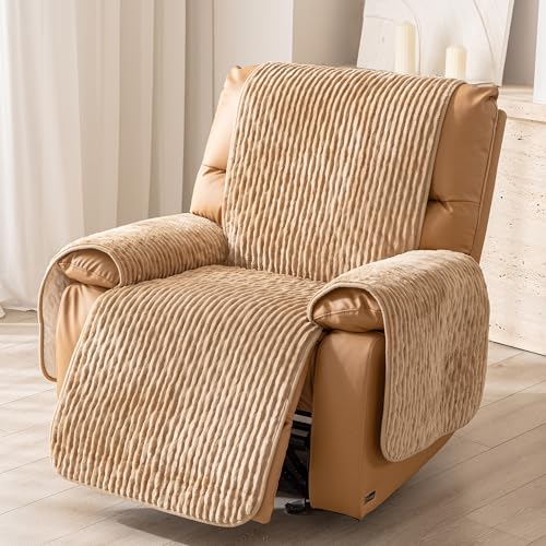 Recliner Chair Covers That Stay in Place, Waterproof Recliner Sofa Cover, Non-Slip Chair Protector, Washable Furniture Cover for Dogs, Cats and Kids (LightCoffee, 23.6"Recliner Chair) - color: Lightcoffee