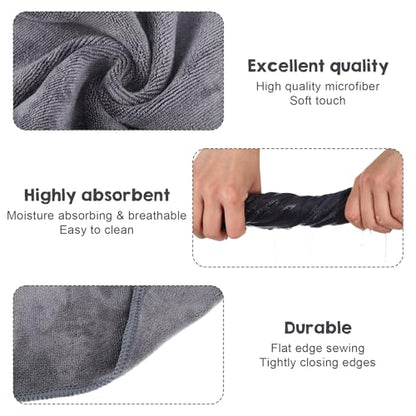 12 Pack Microfiber Face Cradle Covers, Large Soft Reusable Non-Stick Massage Headrest Protectors for Any Professional SPA Tables & Chairs, Charcoal Gray