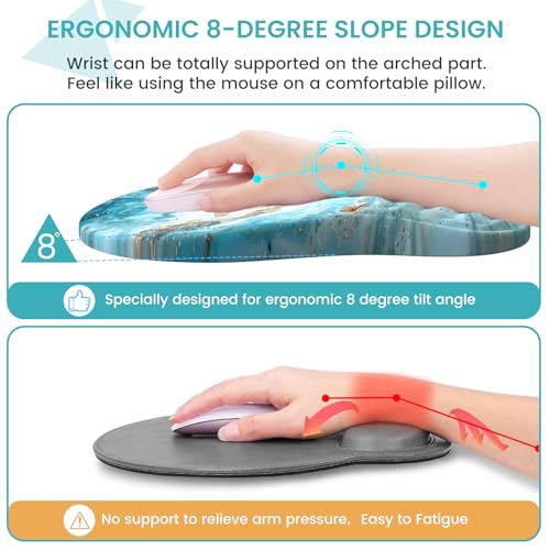 Desk Mat for Keyboard and Mouse, Large Mouse Pad with Wrist Rest and Keyboard Pad, 4PCS Carpal Tunnel Keyboard Wrist Support, Computer Mousepad for Laptop, Teal Blue Turquoise Marble - color: Marble Teal Blue Turquoise Gold