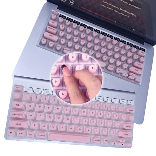 Keyboard Cover for Long Nails Compatible with MacBook Pro 13 inch M2 2023, 2022, 2021 2020 M1 A2338 A2289 A2251&Compatible with MacBook Pro 16 2020 2019 A2141 Touch ID, US ANSI (Pink & Heart) - color: Pink