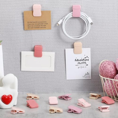 Chiisong Cubicle Clips Fabric Panel Cubicle Accessories Fabric Partition Panel Messages Hooks Office Photos Wall Clips for Notes Memos (Pink,15 Pcs) - color: Pink