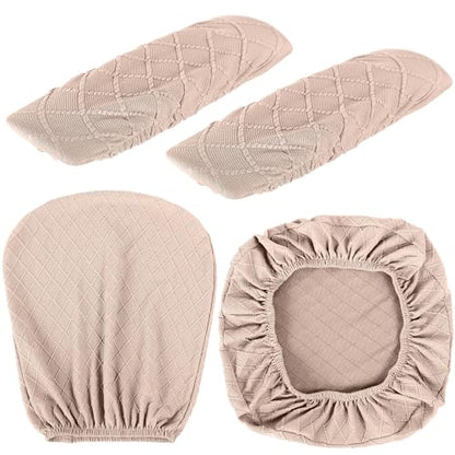 Tallew 4 Pcs Office Chair Covers Set Computer Universal Protective Stretchable Chair Seat Covers Desk Armrest Slipcovers Pads Office Cushion Backrest for Rotating(Camel) - color: Camel