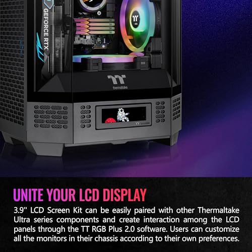 Thermaltake Tower 300/600 Series LCD Panel Kit; 3.9" LCD Display; Supported by Tt RGB Plus 2.0 Software; AC-073-OO1NAN-A1; 3 Year Warranty - color: Black, size: Tower 300 LCD Panel, style: Tower 300