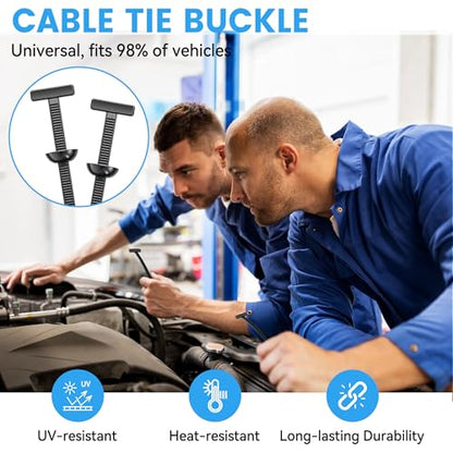 100 Pcs Nylon Universal Cable Tie Buckle - New T Multifunctional Nylon Zip Ties With Pin & Button Design Plastic Cable Fixion Tools Fasteners UV Resistant Zipties for Cars Daily Repair Bumper Clips