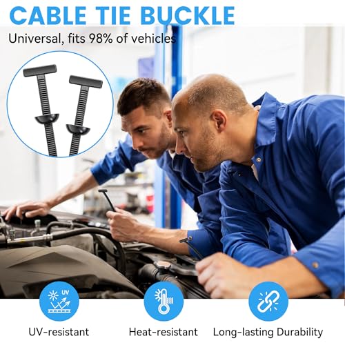 100 Pcs Nylon Universal Cable Tie Buckle - New T Multifunctional Nylon Zip Ties With Pin & Button Design Plastic Cable Fixion Tools Fasteners UV Resistant Zipties for Cars Daily Repair Bumper Clips
