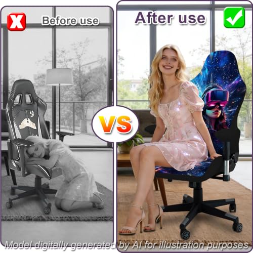 Gaming Chair Covers, 3D Printing Stretchable Soft Non-Slip Easy to Install Gamer Chair Cover with Armrest Cover(No Chair)(G) - color: G