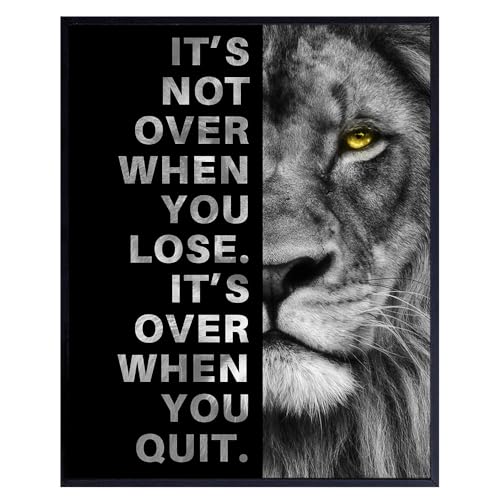 Office Wall Art For Men 11x14 - Inspirational Wall Decor - Motivational quote - positive affirmation Wall Art - Gym Motivation Poster - Man cave Wall Decorations - Lion Print - LARGE Unframed - size: 11"L x 14"W, style: Unframed
