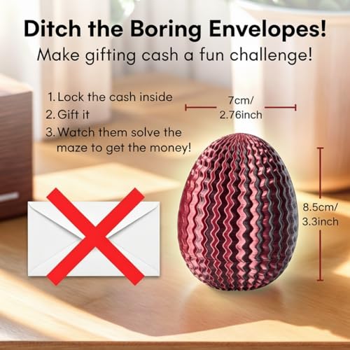 Maze Puzzle Box for Cash Gift, Money Holder Gift Box | Maze puzzle, hidden cash compartment, money gift, birthday anniversary, brain teaser, surprise holder gift for teens & adults - color: Red-black