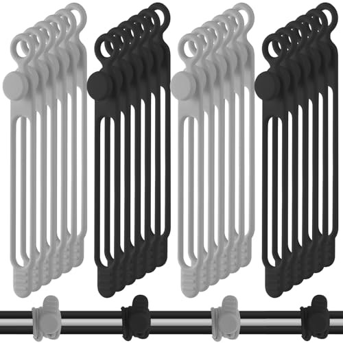 Nuanchu 40 Pcs Silicone Cable Ties Reusable Holder Adjustable Straps Multipurpose Charging Cable Organizer for Fastening Charging Cords Wires(4.17 Inch,Black, Gray) - color: Black, Gray, size: 4.17 Inch