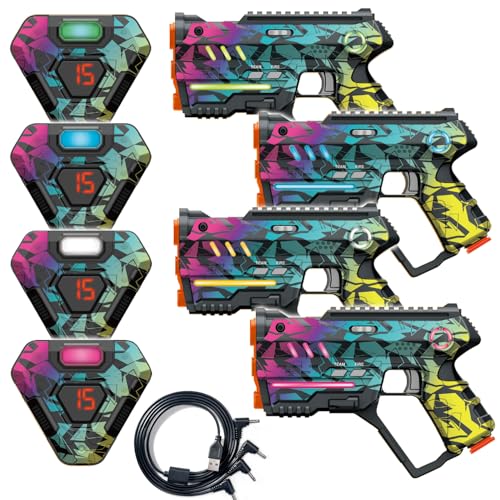 Rechargeable Laser Tag Set of 4, Lazer Tag Game for Kids Indoor & Outdoor Play, Gift Ideas for Kids Teens and Adults, Cool Toys for Teenage Ages 8 9 10 11 12+Year Old Boy & Girls - color: Camo - 4 Pack