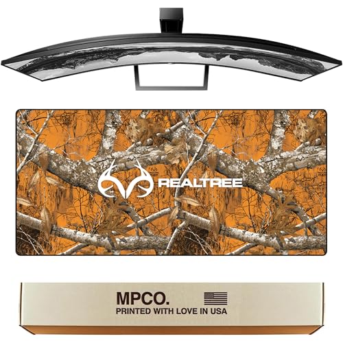 MPCO. Original Large Gaming Desk Mat – 36" x 17" Aeroglyde Real Tree Edge Orange – with Logo Full Desk Mouse Pad for Smooth Precision – Non-Slip, Washable Extra-Large PC Mouse Pad for Gaming Sessions - color: Aeroglyde Edge Orange – With Logo