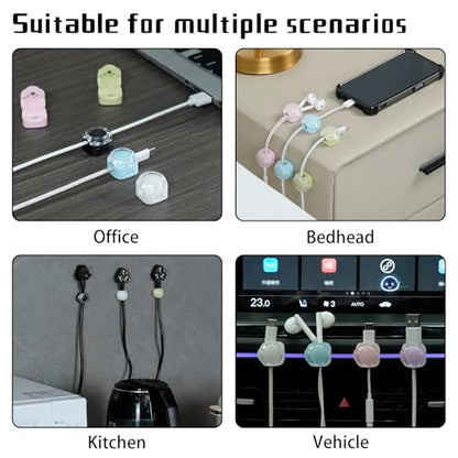 Magnetic Cable Organizer Set, 6 Pcs Easy Adhesion Desk & Wall Mount Holders for Mobile Phones and USB Cables, Perfect for Office, Kitchen, Car, and Bedside Use (Colour Mixture)