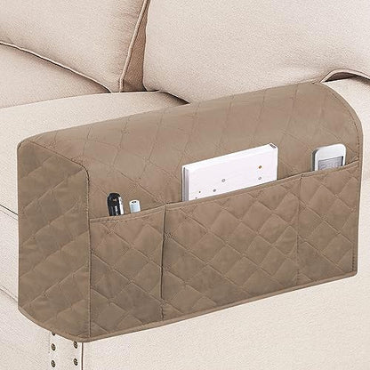 Turquoize 2 Pack Waterproof Armrest Covers for Chairs and Sofas Couch Arm Covers for Sofa Armrest Covers with Side Pocket Anti-Slip Furniture Protector Washable Armrest Slipcovers Set of 2, Khaki - color: Single Diamond- Khaki
