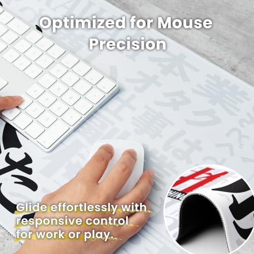 BELLEMOND Japanese Art Desk Mat | Large 31.5x11.8in Anime Mouse Pad for Keyboard & Mouse | Non-Slip Base, Water-Repellent | Original Japanese Design | Oshi Power - color: Oshi Power