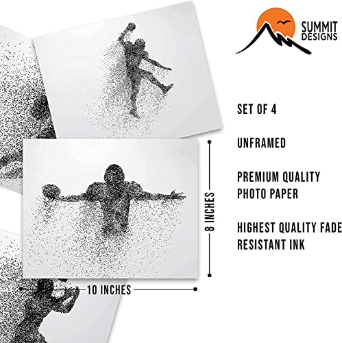 Summit Designs Football Wall Art - Posters - Room Decor, Sports Wall Decor - Poster, Themed Bedroom - Set Of 4 (5x7) Unframed Prints - color: Particle, size: 5x7, style: Unframed