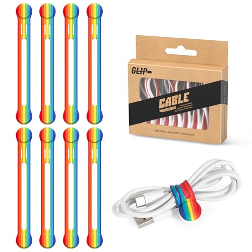 Kanemc Magnetic Cable Tie, 4.72'' Cord Ties Magnet Cable Straps Cord Wrap For Travel Phone USB Charging Cable Management Whiteboard Markers (8Pcs, Rainbow Color) - color: Rainbow Color, size: M-size