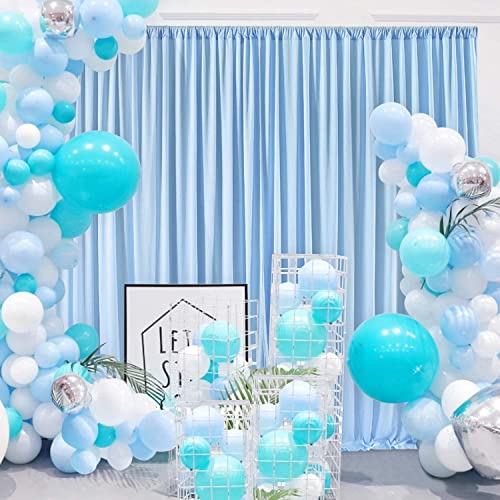 AK TRADING CO. 10 feet x 8 feet IFR Polyester Backdrop Drapes Curtains Panels with Rod Pockets - Wedding Ceremony Party Home Window Decorations - Light Blue - color: Light Blue