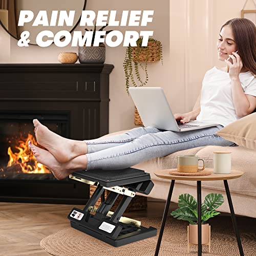Foot Rest for Under Desk at Work, 4-Height Adjustable, Computer Foot Rest Under Desk, with Soft Pad, Adjustable Metal Frame, Ergonomic, for Office, Computer, Gaming, All-Season Use (Black) - color: Hard Padded- Black