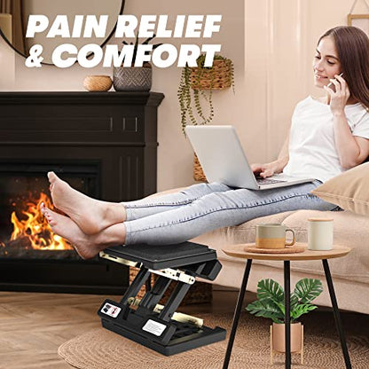 Foot Rest for Under Desk at Work, 4-Height Adjustable, Computer Foot Rest Under Desk, with Soft Pad, Adjustable Metal Frame, Ergonomic, for Office, Computer, Gaming, All-Season Use (Black) - color: Hard Padded- Black