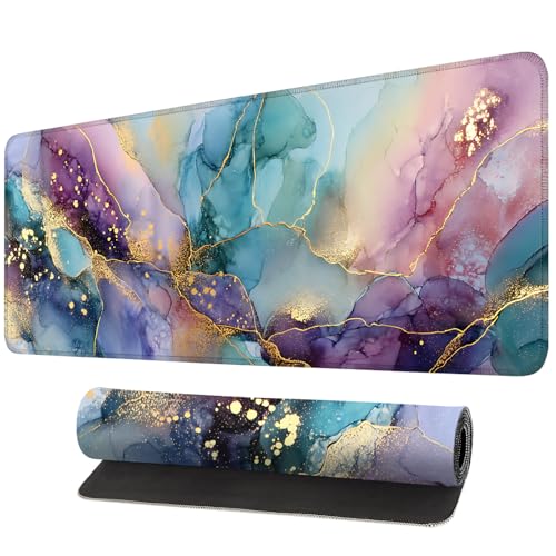 Mouse Pad, Large Anti-Slip with Stitched Edges Desk Mat Desktop Laptop Computer Desk Keyboard Mat,Table Protector Blotter Mat (Purple, 31.5" x 11.8") - color: Purple, size: 31.5" x 11.8"