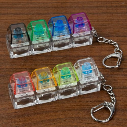 2 PCS 4-in-1 Keyboard Fidget Toy Keychain, Finger Clicky Button Toy Stress Relief Keychain with Swappable Keycaps, Mini Mechanical Key Fidget for Office Desk Focus Gifts (Mix Transparent) - color: Mix Transparent