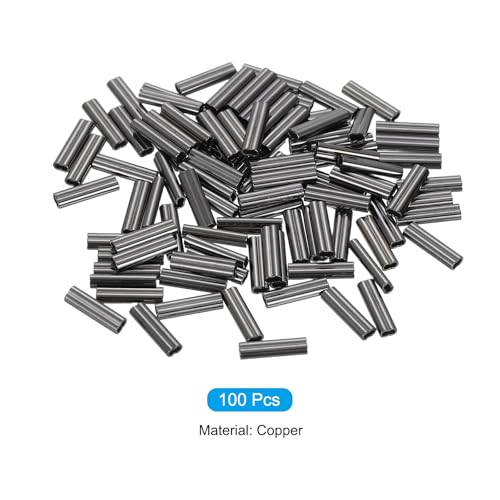 PATIKIL 1/32" 0.8mm Wire Rope Loop Sleeve 100 Pcs Copper Double Ferrule Duplex Crimping Loop Sleeve for Wire Rope Cable Fittings Rigging Fishing Wire,Black - size: 1/32"