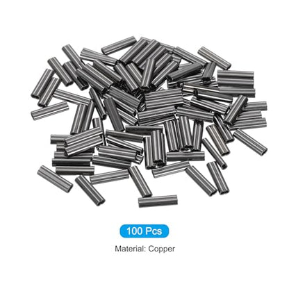 PATIKIL 1/32" 0.8mm Wire Rope Loop Sleeve 100 Pcs Copper Double Ferrule Duplex Crimping Loop Sleeve for Wire Rope Cable Fittings Rigging Fishing Wire,Black - size: 1/32"