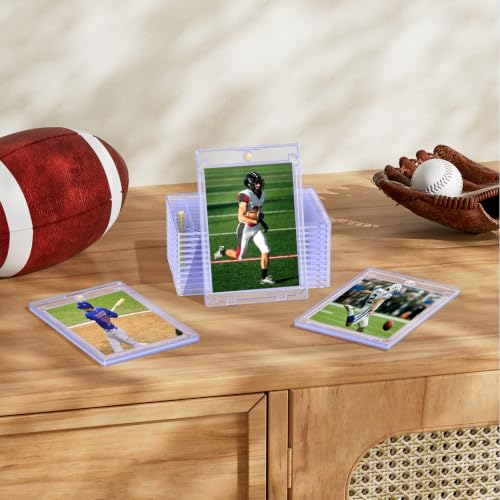 Basthalan 100ct Magnetic Card Holder, 35pt Slim One Touch Card Holder, Hard Plastic U-V Protectors, Mag Hard Case for Trading, Sports, Game, Football, Baseball Cards - size: 100 PACK SLIM