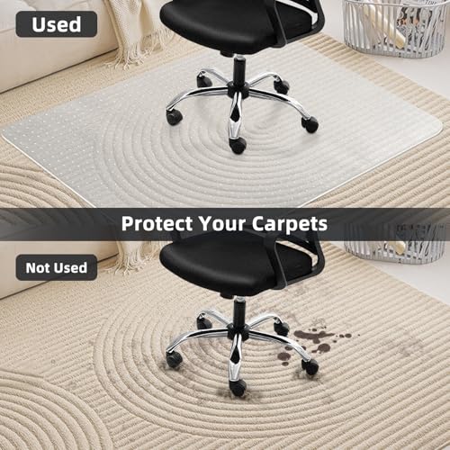 Office Chair Mat for Carpet Floor, Heavy Duty Desk Chair Mat for Low/No Pile Carpeted Floors, Anti Slip Carpets Protector for Home Office (47" x 59") - size: 47" x 59"