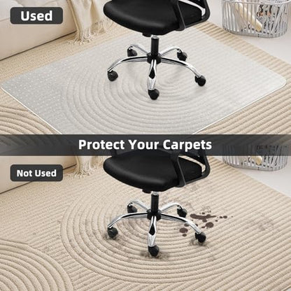 Office Chair Mat for Carpet Floor, Heavy Duty Desk Chair Mat for Low/No Pile Carpeted Floors, Anti Slip Carpets Protector for Home Office (47" x 59") - size: 47" x 59"