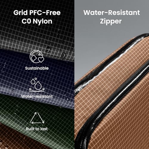tomtoc Electronic Organizer Travel Case Performance, Water Resistant Dual Compartment Cable Organization Storage Bag for Charger, Cord, Phone, Hard Drive, Power Bank, Accessories Travel Essentials - color: Brown Plaid, size: Medium