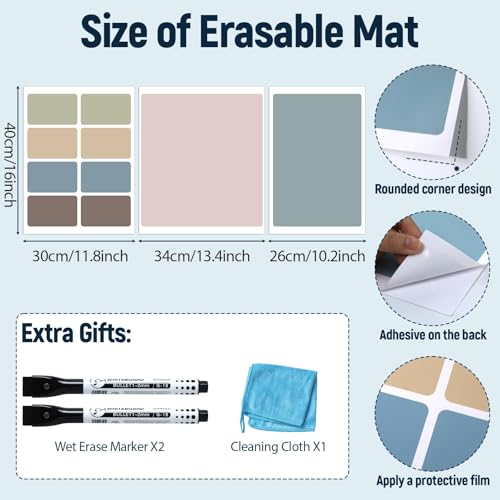 Dry Erase Desk Mat, Large Mouse Pad, Erasable Writing White Board for Making Plans, Self Adhesive Desktop Protector with 2 Wet Erase Markers & 1 Eraser for Home Office School 36"x16" (Boho) - color: Boho