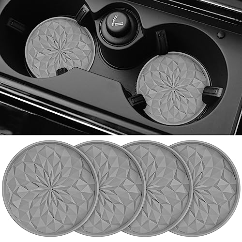 ME.FAN Car Cup Coaster [4 Pack] Silicone Car Coasters/Cup Mats - 2.75In Universal Non-Slip Recessed Car Interior Accessories - Car Cup Holder Insert Coasters Light Grey - color: 4 Pack-light Grey