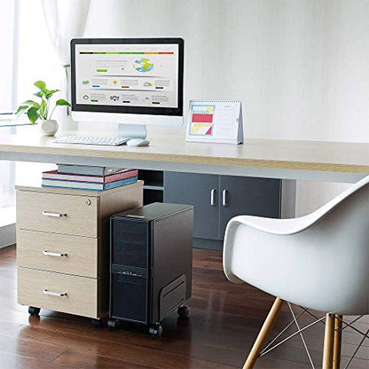 Mount Plus MP-CPB-4 2 Pack Black Computer Tower Desktop ATX-Case, CPU Steel Rolling Stand, Adjustable Mobile Cart Holder with Locking Caster Wheels (2 Pack Cart)