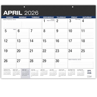 Desk PAD: 22" x 17" Large Print Desk Pad Calendar, APR 2026 - DEC 2027, 21 Months, (Black) - color: Black