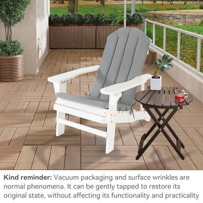 Adirondack Chair Cushion Set of 2 Indoor Outdoor Furniture Cushions Rocking Chair Cushions with Straps Replacement Folding Patio Chair Pad,19.7x18.9x1.5 Inch（Grey） - color: Grey
