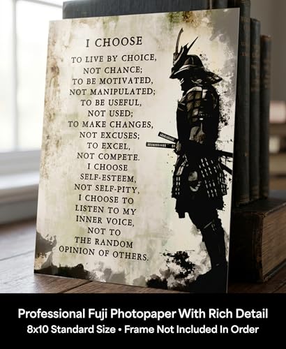 AMERICAN LUXURY GIFTS I Choose Samurai Motivational Wall Art, 11x14 | Warrior discipline print for home gym, office. Stoic bushido poster for men. Unframed, made in USA. Gift for athletes. - color: Unframed, size: 14"L x 11"W