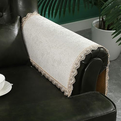 MINJIATEX Couch arm Covers,Non-Slip lace Sofa arm Covers Set of 2 Washable Sofa armrests Covers for Living Room Recliner Chair arm Cover Protectors for Leather Sofa armrest slipcover (GYDF-Beige) - color: Gydf-beige