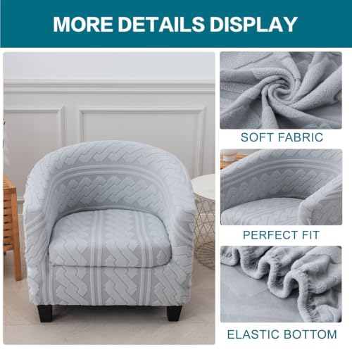 KRFOONN Club Chair Slipcover 2 Piece Stretch Jacquard Round Barrel Chair Covers Removable Tub Chair Slipcover with Elastic Bottom Chair Coverings Furniture Protector Cover for Living Room, T5 - color: Color T5