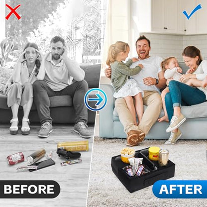 G GOOD GAIN Couch Cup Holder Pillow-Sofa Cup Holder Cozy Buddy | Bed Drink Caddy Holds Tablet, Remote, Snacks | Waterproof Anti-Spill Sofa Beverage Tray for Car, Park, Beach, Picnic, Boat, RV(Black) - color: Black, size: 12.5 x 9.5 inches