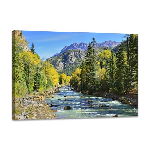 SKASNFAI Colorado River Wall Art Colourful Mountains Stream for Pictures Office Decor Living Room Nature Landscape Photography Artwork Print Framed 16X24 Inch - color: Mountain 01, size: 16"L x 24"W