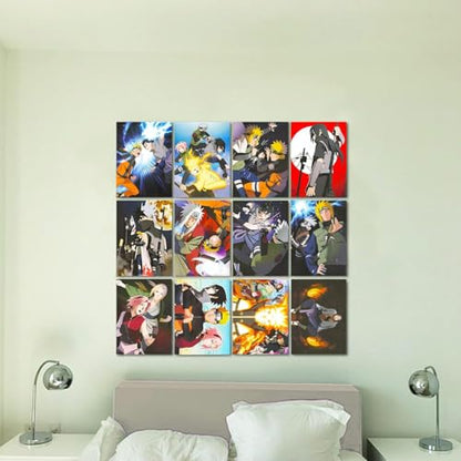 Naruto Posters for Room Decor - 12 Pc Bundle for Kids Teens Adults | 8.5" x 11" Shippuden Anime Wall Art Posters Set Plus Stickers - Naruto Decorations for Bedroom, Party Decor