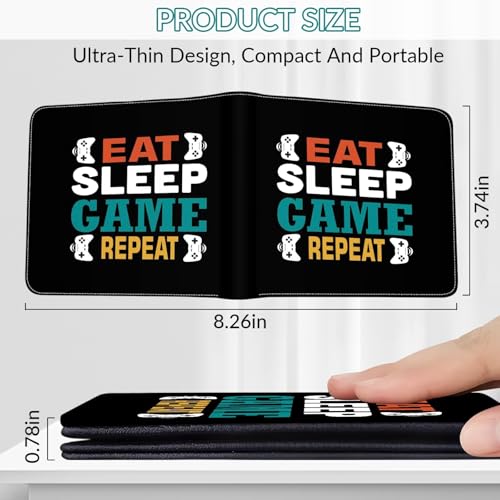 EXXBYELI Boys Wallet Gamepad Leather Wallets Credit Id Card Cash Holder Black Rfid Blocking Zipper Cute Cool Funny Aesthetic Wallets With Coin Pocket Id Window Teen Wallets for Boys Teenager Wallet - color: games-text-12